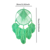 Macrame Wall Hanging Leaves Tassel Window Charm Bohemian Tapestry Wall Decor Green