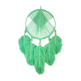 Macrame Wall Hanging Leaves Tassel Window Charm Bohemian Tapestry Wall Decor Green