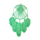 Macrame Wall Hanging Leaves Tassel Window Charm Bohemian Tapestry Wall Decor Green