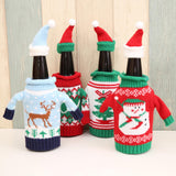 Wine Bottle Cover Holiday Accessories Decorative Dinner Table Decor with Hat JOY