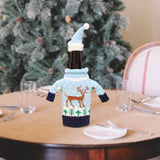 Wine Bottle Cover Holiday Accessories Decorative Dinner Table Decor with Hat Elk