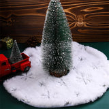 Mini Plush Christmas Tree Skirt 15 inch Ornament for Living Room Indoor Home Silver Snowflakes