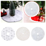 Mini Plush Christmas Tree Skirt 15 inch Ornament for Living Room Indoor Home Silver Snowflakes