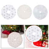 Mini Plush Christmas Tree Skirt 15 inch Ornament for Living Room Indoor Home Silver Snowflakes