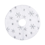 Mini Plush Christmas Tree Skirt 15 inch Ornament for Living Room Indoor Home Silver Snowflakes