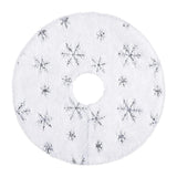 Mini Plush Christmas Tree Skirt 15 inch Ornament for Living Room Indoor Home Silver Snowflakes