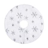 Mini Plush Christmas Tree Skirt 15 inch Ornament for Living Room Indoor Home Silver Snowflakes