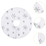 Mini Plush Christmas Tree Skirt 15 inch Ornament for Living Room Indoor Home Silver Snowflakes