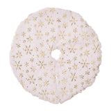 Mini Plush Christmas Tree Skirt 15" Xmas Tree Mat for Hotel Farmhouse Indoor Gold Snowflakes