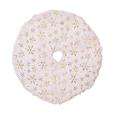 Mini Plush Christmas Tree Skirt 15" Xmas Tree Mat for Hotel Farmhouse Indoor Gold Snowflakes