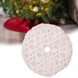 Mini Plush Christmas Tree Skirt 15" Xmas Tree Mat for Hotel Farmhouse Indoor Gold Snowflakes