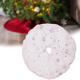 Mini Plush Christmas Tree Skirt 15" Xmas Tree Mat for Hotel Farmhouse Indoor Silver Snowflakes