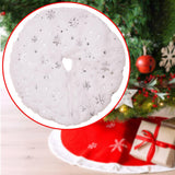 Mini Plush Christmas Tree Skirt 15" Xmas Tree Mat for Hotel Farmhouse Indoor Silver Snowflakes