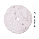 Mini Plush Christmas Tree Skirt 15" Xmas Tree Mat for Hotel Farmhouse Indoor Silver Snowflakes