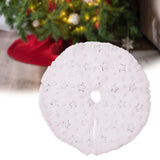 Mini Plush Christmas Tree Skirt 15" Xmas Tree Mat for Hotel Farmhouse Indoor Silver Stars