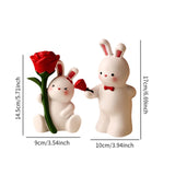 Lover Figurines Resin Animal Sculptures Office Bookcase Bunny Couple Statues