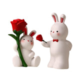 Lover Figurines Resin Animal Sculptures Office Bookcase Bunny Couple Statues