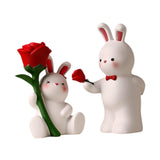 Lover Figurines Resin Animal Sculptures Office Bookcase Bunny Couple Statues