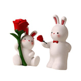 Lover Figurines Resin Animal Sculptures Office Bookcase Bunny Couple Statues