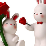 Lover Figurines Resin Animal Sculptures Office Bookcase Bunny Couple Statues