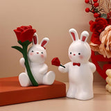 Lover Figurines Resin Animal Sculptures Office Bookcase Bunny Couple Statues