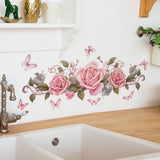 Pink Flowers Roses Wall Sticker Decals Decorative for Kids Bedroom Versatile