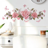 Pink Flowers Roses Wall Sticker Decals Decorative for Kids Bedroom Versatile