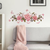 Pink Flowers Roses Wall Sticker Decals Decorative for Kids Bedroom Versatile