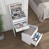 Small Desk with Mirror - Makeup Vanitys Set Make up Table with