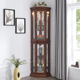 Corner Cabinet with Lights, Adjustable Glass Shelves,