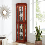 Corner Cabinet with Lights, Adjustable Glass Shelves,