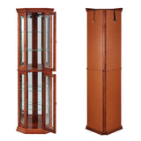 Corner Cabinet with Lights, Adjustable Glass Shelves,