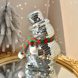 Christmas Snowman Disco Ball Decor Unique Snowman Statue for Bedroom Holiday