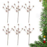 6Pcs Christmas Berry Picks Berry Stems Vase Fillers Artificial Holly Berries Pink