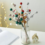 6Pcs Christmas Berry Picks Berry Stems Vase Fillers Artificial Holly Berries Pink