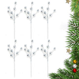 6Pcs Christmas Berry Picks Berry Stems Vase Fillers Artificial Holly Berries Silver