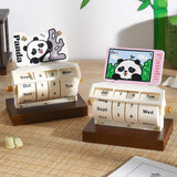 Rotary Perpetual Desk Calendar Gift Reusable School Bedroom Panda Decorative Pink