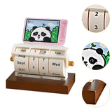 Rotary Perpetual Desk Calendar Gift Reusable School Bedroom Panda Decorative Pink