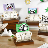 Rotary Perpetual Desk Calendar Gift Reusable School Bedroom Panda Decorative Pink