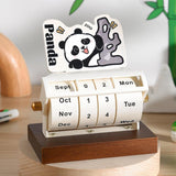 Rotary Perpetual Desk Calendar Gift Reusable School Bedroom Panda Decorative Pink