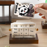 Rotary Perpetual Desk Calendar Gift Reusable School Bedroom Panda Decorative Pink