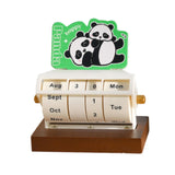 Rotary Perpetual Desk Calendar Gift Reusable School Bedroom Panda Decorative Green