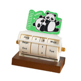 Rotary Perpetual Desk Calendar Gift Reusable School Bedroom Panda Decorative Green