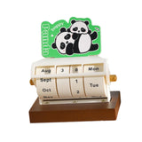 Rotary Perpetual Desk Calendar Gift Reusable School Bedroom Panda Decorative Green