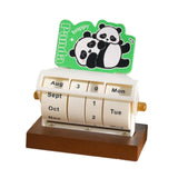 Rotary Perpetual Desk Calendar Gift Reusable School Bedroom Panda Decorative Green