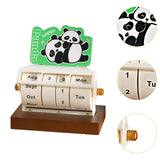 Rotary Perpetual Desk Calendar Gift Reusable School Bedroom Panda Decorative Green