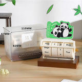 Rotary Perpetual Desk Calendar Gift Reusable School Bedroom Panda Decorative Green