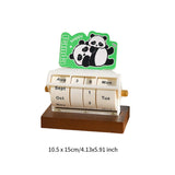 Rotary Perpetual Desk Calendar Gift Reusable School Bedroom Panda Decorative Green