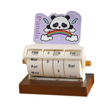 Rotary Perpetual Desk Calendar Gift Reusable School Bedroom Panda Decorative Light Purple