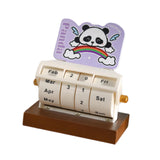 Rotary Perpetual Desk Calendar Gift Reusable School Bedroom Panda Decorative Light Purple